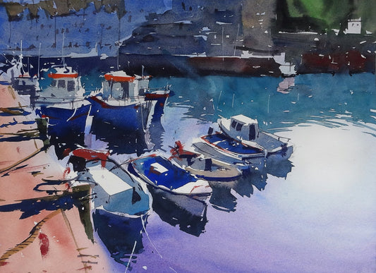 Original Watercolour - Brixham Harbour #4