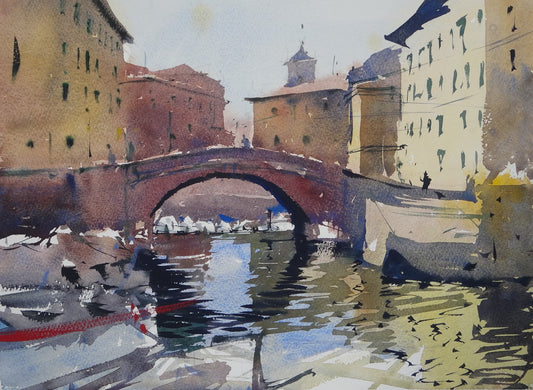Original Watercolor - Ponte di Marmo Livorno